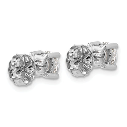 14K White Gold 1 3/4 Ctw Lab Grown Diamond Vs+ F+ Round 4 Prong Heavy Wt. Stud Earrings