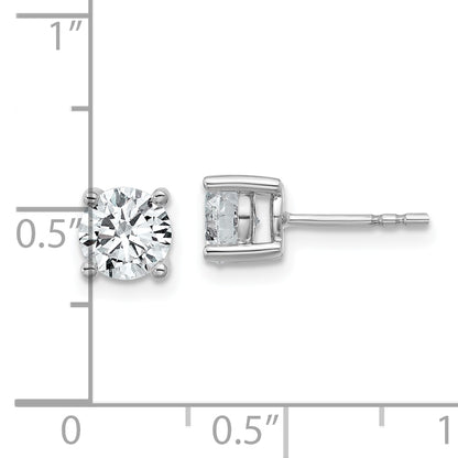 14k White Gold 1 1/2 ctw Lab Grown Diamond VS/SI+ G+ Round 4 Prong Heavy Wt. Stud Earrings