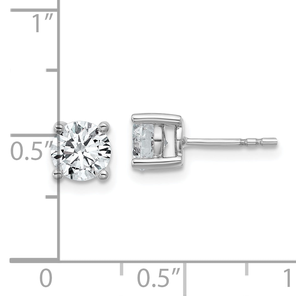 14K White Gold 1 3/4 Ctw Lab Grown Diamond Vs+ F+ Round 4 Prong Heavy Wt. Stud Earrings