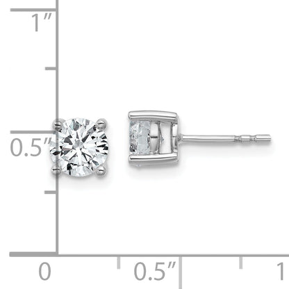 14K White Gold 1 3/4 Ctw Lab Grown Diamond Vs+ F+ Round 4 Prong Heavy Wt. Stud Earrings