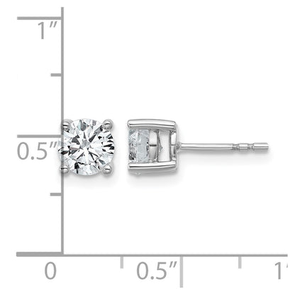14K White Gold 1 1/2 Ctw Lab Grown Diamond Vs+ F+ Round 4 Prong Heavy Wt. Stud Earrings