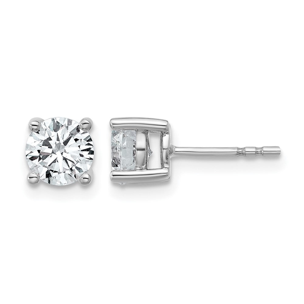 14k White Gold 1 3/4 ctw Lab Grown Diamond VS/SI+ G+ Round 4 Prong Heavy Wt. Stud Earrings