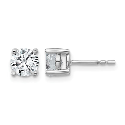 14K White Gold 1 1/2 Ctw Certified Lab Grown Diamond Vs+ F+ Round 4 Prong Heavy Wt. Stud Earrings