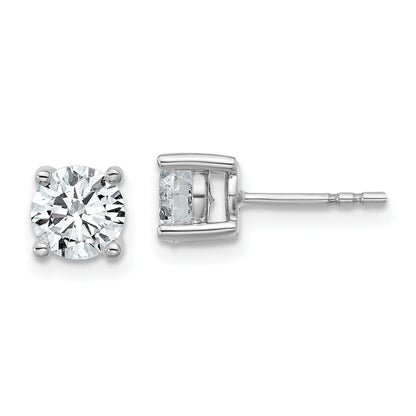 14K White Gold 1 3/4 Ctw Lab Grown Diamond Vs+ F+ Round 4 Prong Heavy Wt. Stud Earrings