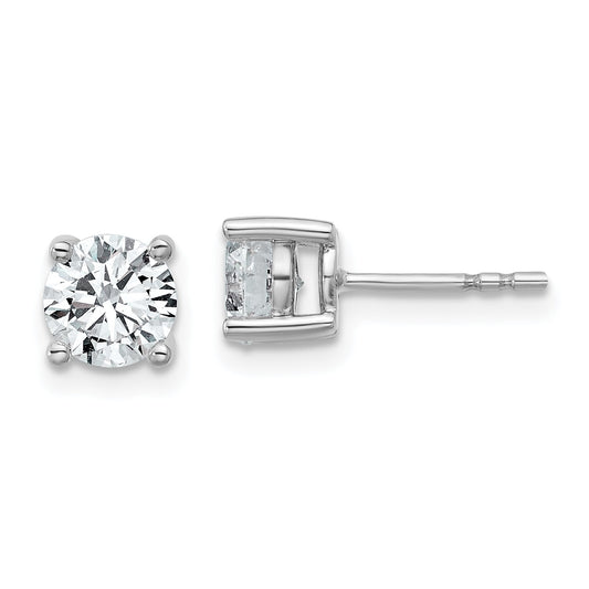 14K White Gold 1 3/4 Ctw Lab Grown Diamond Vs+ F+ Round 4 Prong Heavy Wt. Stud Earrings