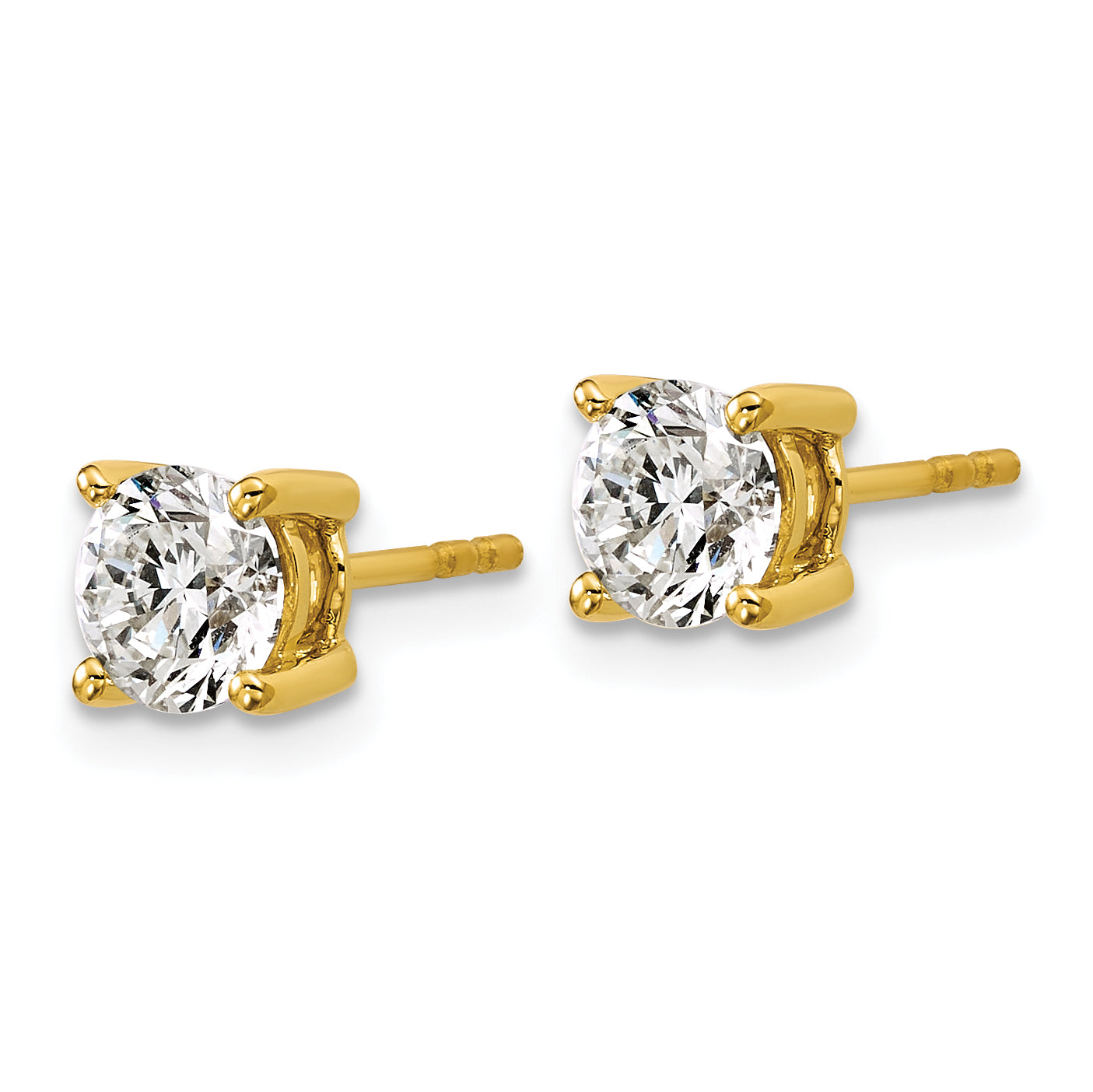 14K Yellow Gold 1 3/4 Ctw Lab Grown Diamond Vs+ F+ Round 4 Prong Heavy Wt. Stud Earrings
