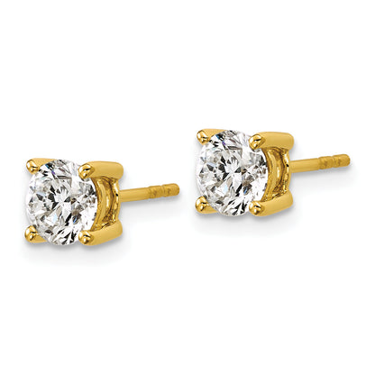 14K Yellow Gold 1 1/2 Ctw Lab Grown Diamond Vs+ F+ Round 4 Prong Heavy Wt. Stud Earrings