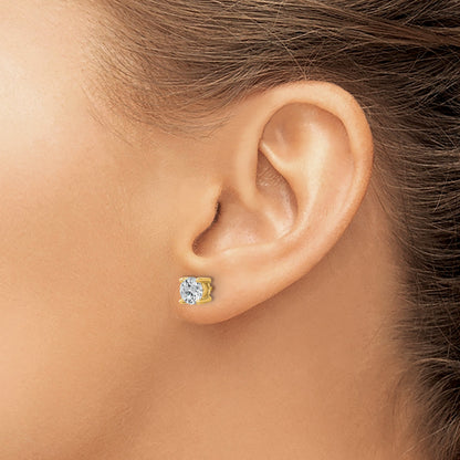 14K Yellow Gold 1 1/2 Ctw Lab Grown Diamond Vs+ F+ Round 4 Prong Heavy Wt. Stud Earrings
