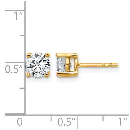 14k Yellow Gold 1 1/2 ctw Lab Grown Diamond VS/SI+ G+ Round 4 Prong Heavy Wt. Stud Earrings