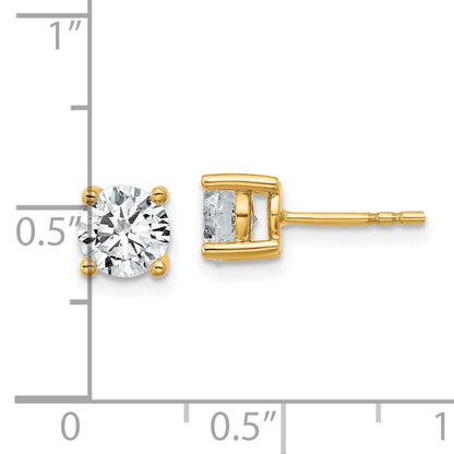 14K Yellow Gold 1 1/2 Ctw Lab Grown Diamond Vs+ F+ Round 4 Prong Heavy Wt. Stud Earrings