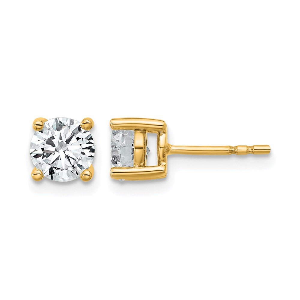14k Yellow Gold 1 1/2 ctw Certified Lab Grown Diamond VS/SI+ G+ Round 4 Prong Heavy Wt. Stud Earrings