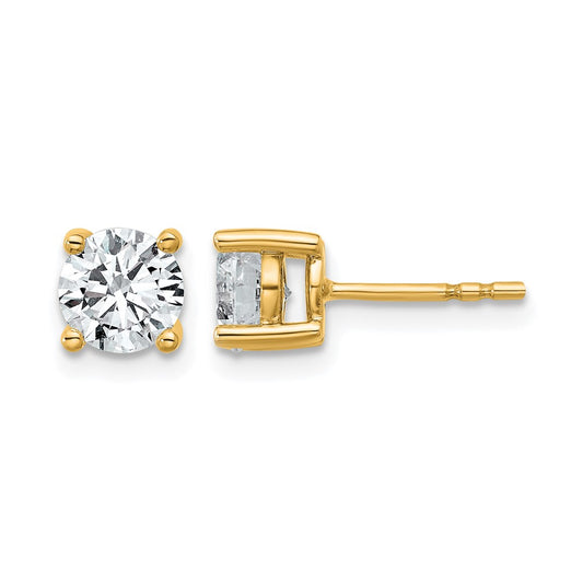 14K Yellow Gold 1 3/4 Ctw Lab Grown Diamond Vs+ F+ Round 4 Prong Heavy Wt. Stud Earrings