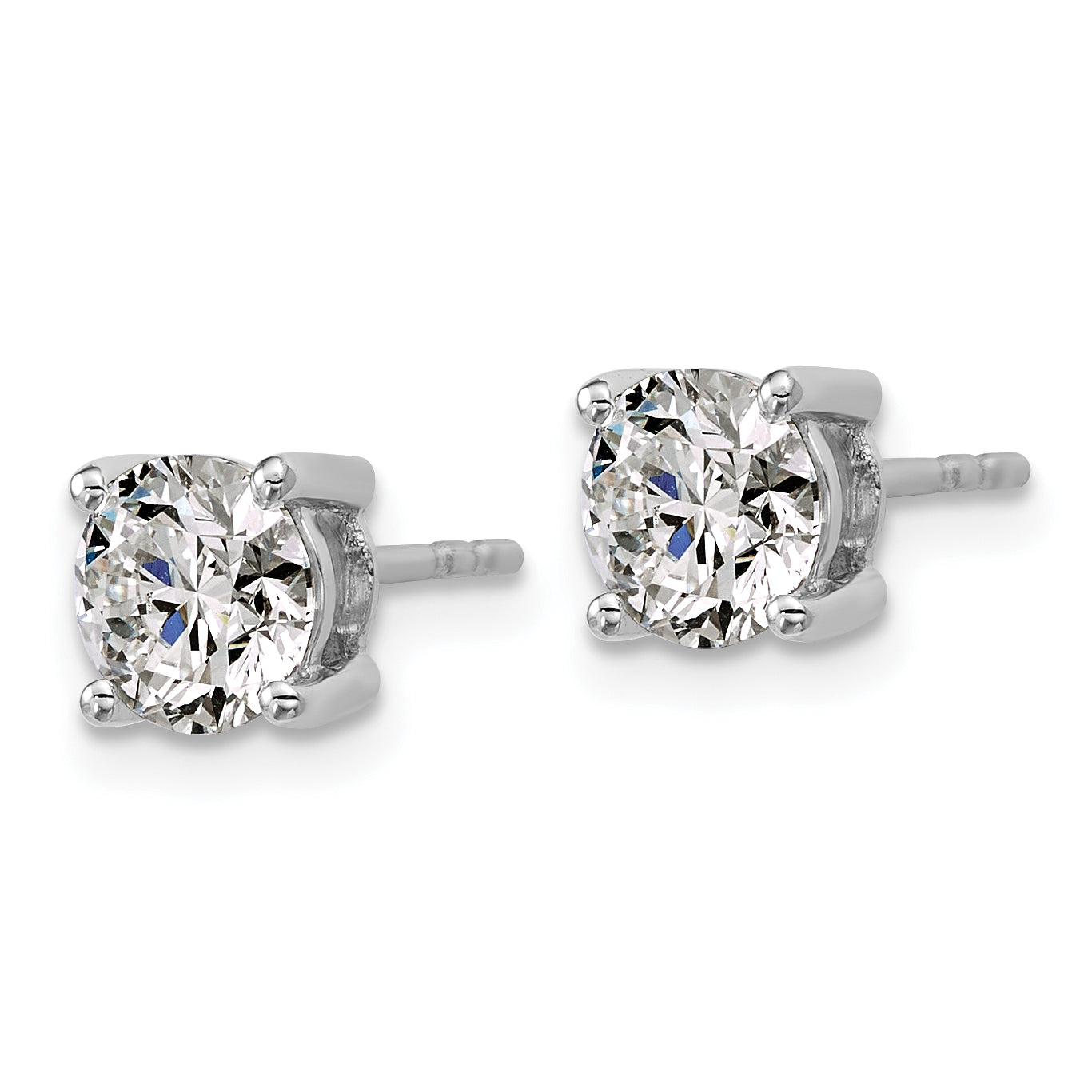 14K White Gold 2 Ctw Lab Grown Diamond Vs+ F+ Round 4 Prong Heavy Wt. Stud Earrings