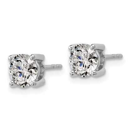 14K White Gold 2 Ctw Lab Grown Diamond Vs+ F+ Round 4 Prong Heavy Wt. Stud Earrings