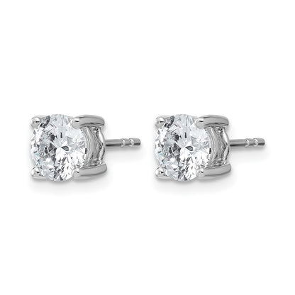 14K White Gold 2 Ctw Certified Lab Grown Diamond Vs+ F+ Round 4 Prong Heavy Wt. Stud Earrings