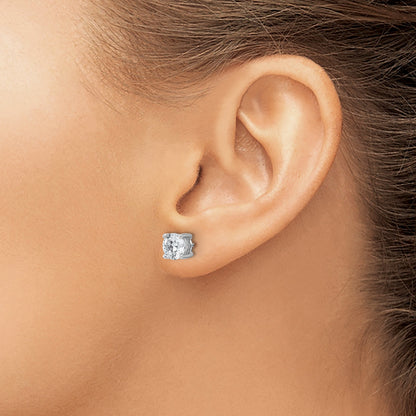 14K White Gold 2 Ctw Lab Grown Diamond Vs+ F+ Round 4 Prong Heavy Wt. Stud Earrings