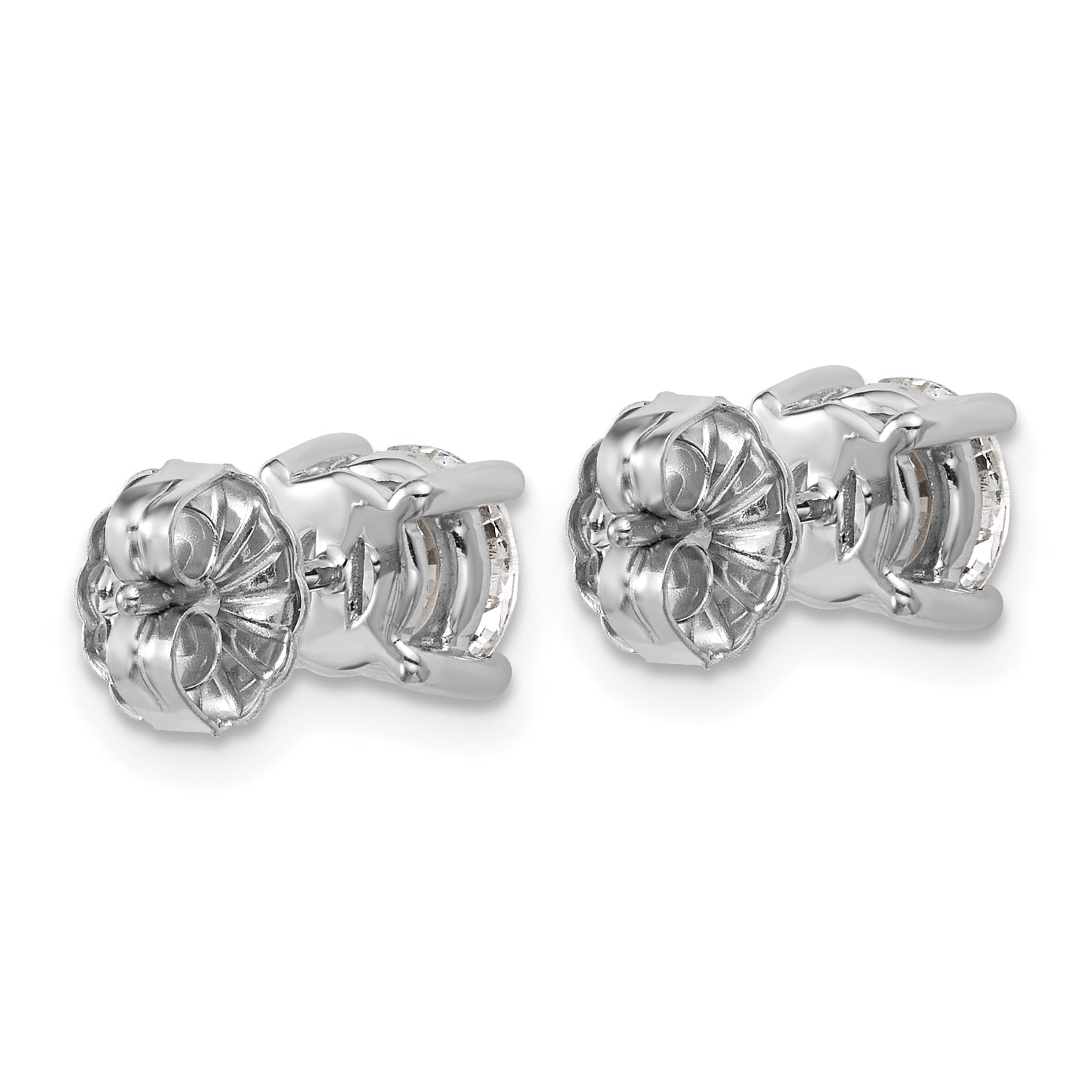 14K White Gold 2 Ctw Lab Grown Diamond Vs+ F+ Round 4 Prong Heavy Wt. Stud Earrings