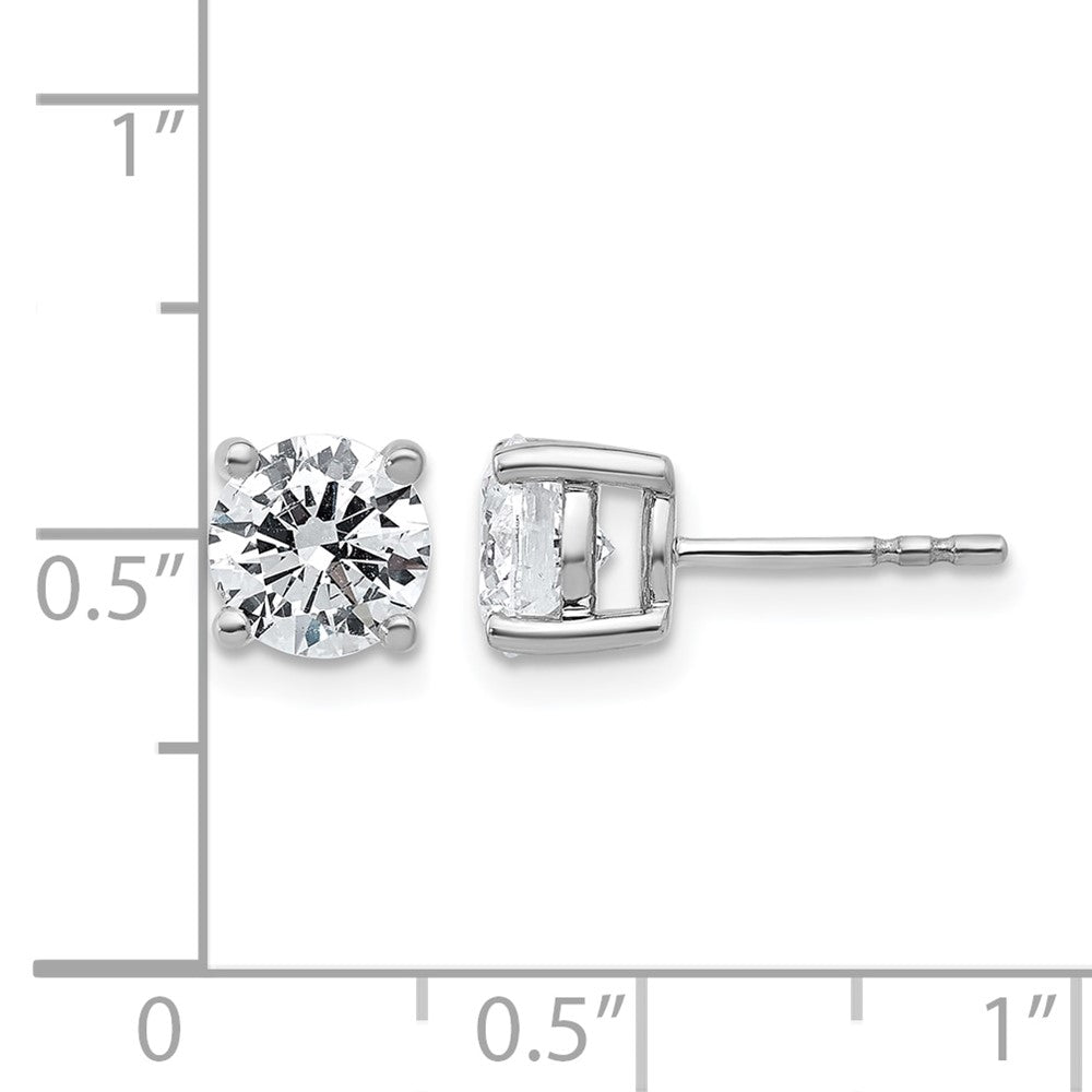 14k White Gold 2 ctw Certified Lab Grown Diamond VS/SI+ G+ Round 4 Prong Heavy Wt. Stud Earrings
