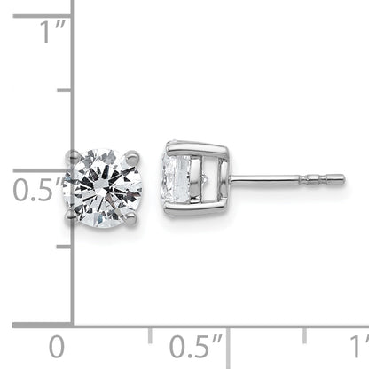 14K White Gold 2 Ctw Lab Grown Diamond Vs+ F+ Round 4 Prong Heavy Wt. Stud Earrings
