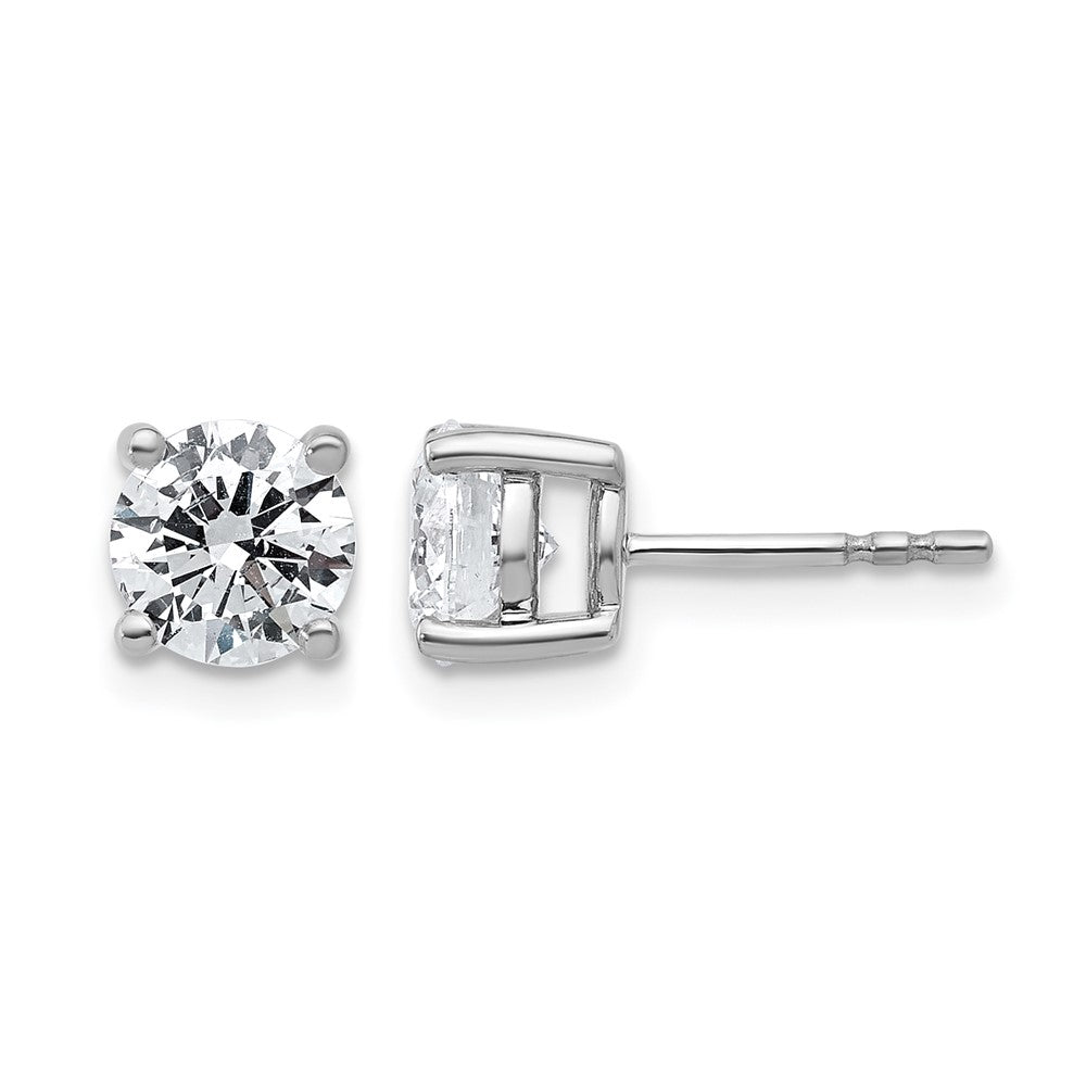 14K White Gold 2 Ctw Certified Lab Grown Diamond Vs+ F+ Round 4 Prong Heavy Wt. Stud Earrings