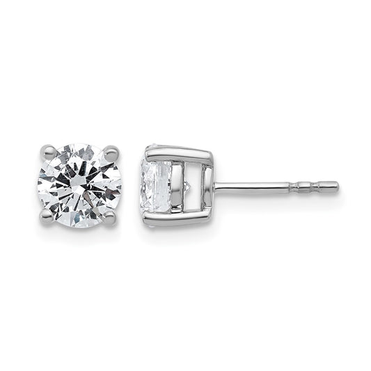 14K White Gold 2 Ctw Certified Lab Grown Diamond Vs+ F+ Round 4 Prong Heavy Wt. Stud Earrings