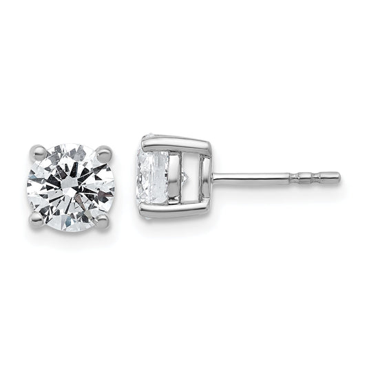 14K White Gold 2 Ctw Lab Grown Diamond Vs+ F+ Round 4 Prong Heavy Wt. Stud Earrings
