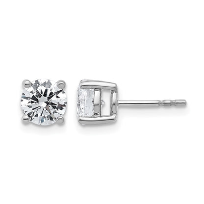 14K White Gold 2 Ctw Lab Grown Diamond Vs+ F+ Round 4 Prong Heavy Wt. Stud Earrings