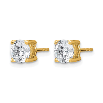14k Yellow Gold 2 ctw Lab Grown Diamond VS/SI+ G+ Round 4 Prong Heavy Wt. Stud Earrings