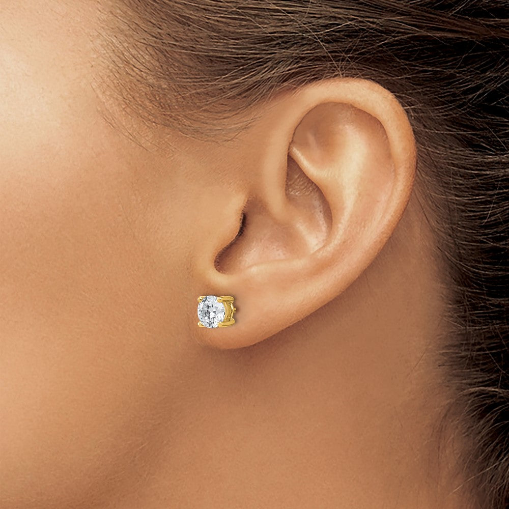 14K Yellow Gold 2 Ctw Certified Lab Grown Diamond Vs+ F+ Round 4 Prong Heavy Wt. Stud Earrings