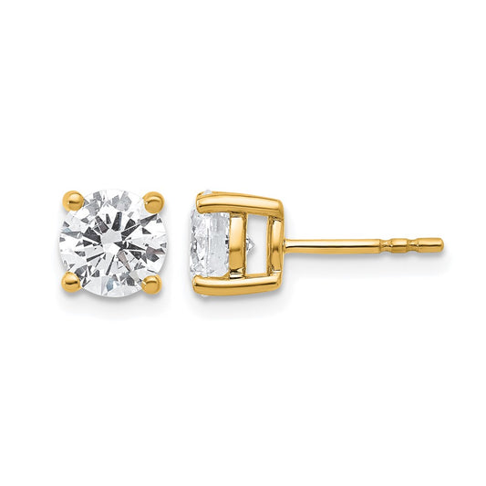 14k Yellow Gold 2 ctw Lab Grown Diamond VS/SI+ G+ Round 4 Prong Heavy Wt. Stud Earrings