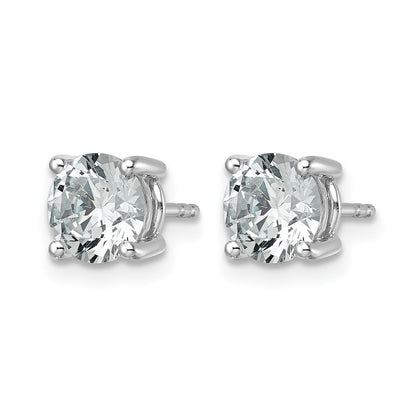 14K White Gold 2 1/2 Ctw Lab Grown Diamond Vs+ F+ Round 4 Prong Heavy Wt. Stud Earrings