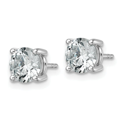 14K White Gold 2 1/2 Ctw Certified Lab Grown Diamond Vs+ F+ Round 4 Prong Heavy Wt. Stud Earrings