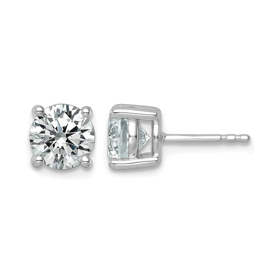14k White Gold 2 1/2 ctw Certified Lab Grown Diamond VS/SI+ G+ Round 4 Prong Heavy Wt. Stud Earrings