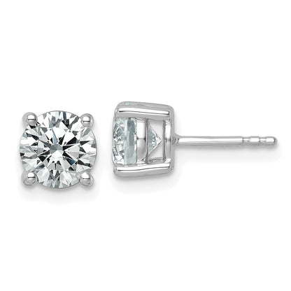 14K White Gold 2 1/2 Ctw Certified Lab Grown Diamond Vs+ F+ Round 4 Prong Heavy Wt. Stud Earrings