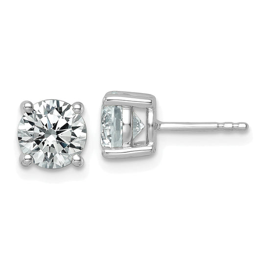 14K White Gold 2 1/2 Ctw Certified Lab Grown Diamond Vs+ F+ Round 4 Prong Heavy Wt. Stud Earrings