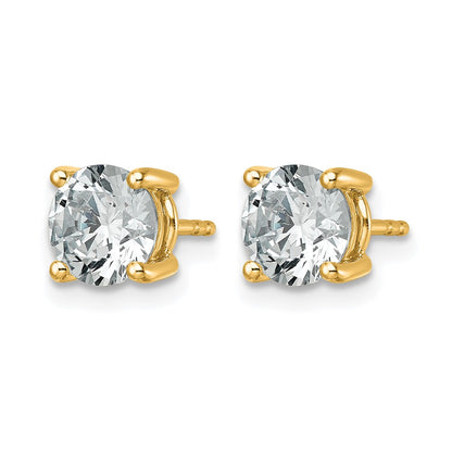 14K Yellow Gold 2 1/2 Ctw Lab Grown Diamond Vs+ F+ Round 4 Prong Heavy Wt. Stud Earrings