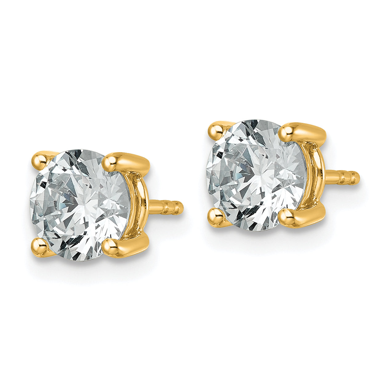 14K Yellow Gold 2 1/2 Ctw Certified Lab Grown Diamond Vs+ F+ Round 4 Prong Heavy Wt. Stud Earrings