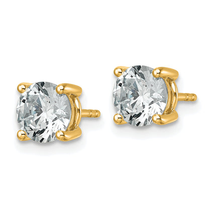 14K Yellow Gold 2 1/2 Ctw Certified Lab Grown Diamond Vs+ F+ Round 4 Prong Heavy Wt. Stud Earrings