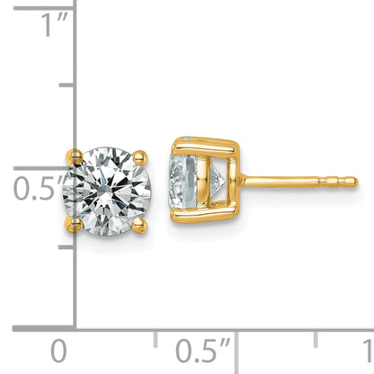 14K Yellow Gold 2 1/2 Ctw Certified Lab Grown Diamond Vs+ F+ Round 4 Prong Heavy Wt. Stud Earrings