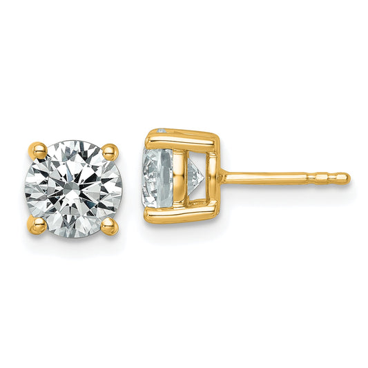 14K Yellow Gold 2 1/2 Ctw Certified Lab Grown Diamond Vs+ F+ Round 4 Prong Heavy Wt. Stud Earrings