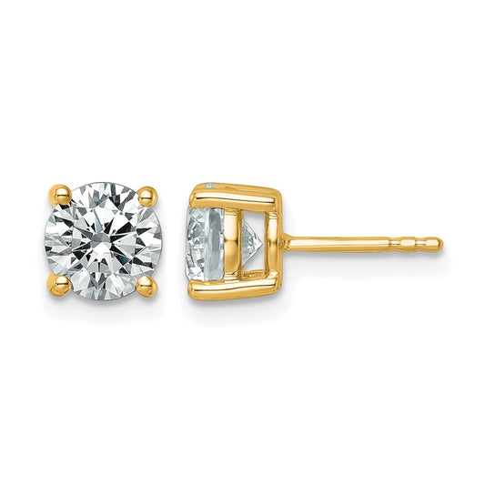 14k Yellow Gold White 2 1/2 Ct. Certified Lab Grown Diamond VS+ F+ Round Four Prong Stud Post Earrings