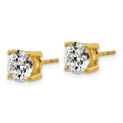 14K Yellow Gold 3 Ctw Lab Grown Diamond Vs+ F+ Round 4 Prong Heavy Wt. Stud Earrings