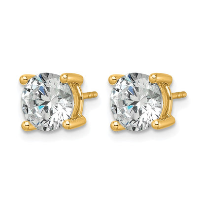 14K Yellow Gold 3 Ctw Certified Lab Grown Diamond Vs+ F+ Round 4 Prong Heavy Wt. Stud Earrings