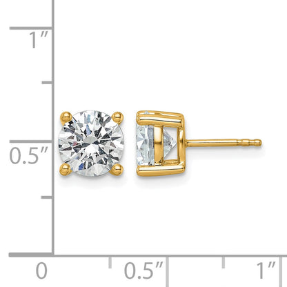 14K Yellow Gold 3 Ctw Lab Grown Diamond Vs+ F+ Round 4 Prong Heavy Wt. Stud Earrings