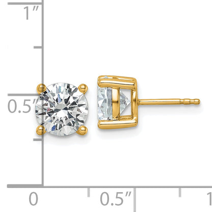 14K Yellow Gold 3 Ctw Lab Grown Diamond Vs+ F+ Round 4 Prong Heavy Wt. Stud Earrings