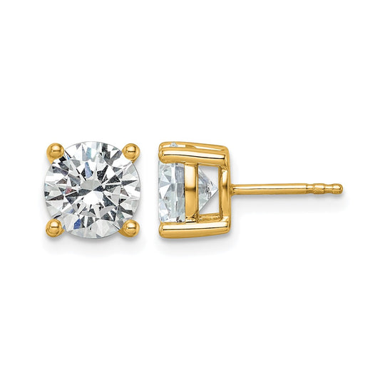 14K Yellow Gold 3 Ctw Lab Grown Diamond Vs+ F+ Round 4 Prong Heavy Wt. Stud Earrings