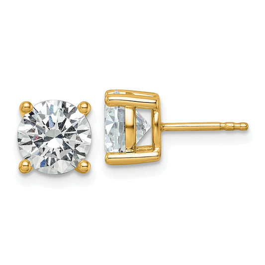 14K Yellow Gold 3 Ctw Lab Grown Diamond Vs+ F+ Round 4 Prong Heavy Wt. Stud Earrings