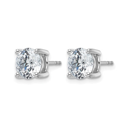 14k White Gold 4 Ct. Lab Grown Diamond VS+ F+ Round Four Prong Stud Post Earrings