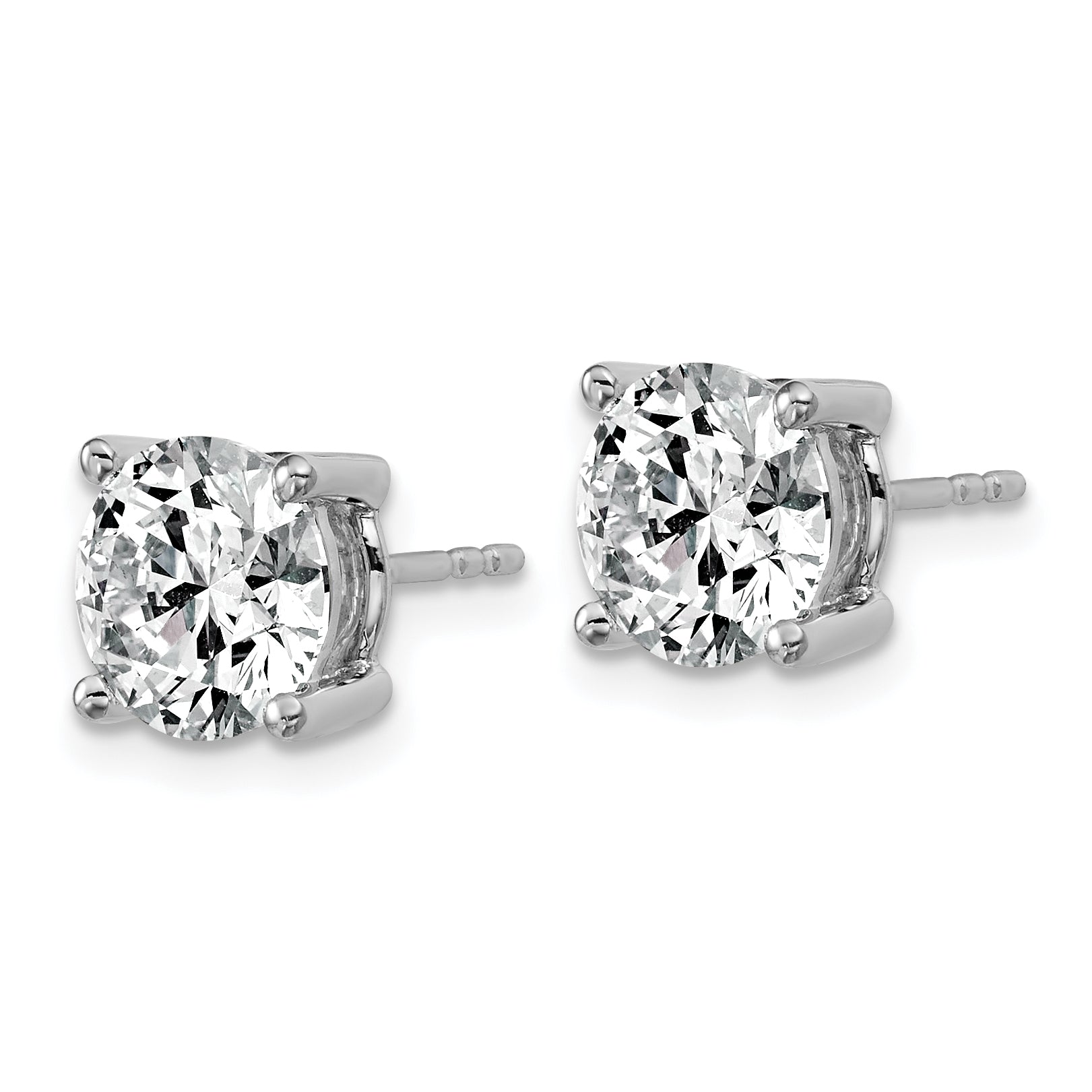 14K White Gold 4 Ctw Lab Grown Diamond Vs+ F+ Round Prong Heavy Wt. Stud Earrings