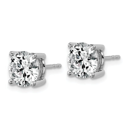 14K White Gold 4 Ctw Lab Grown Diamond Vs+ F+ Round Prong Heavy Wt. Stud Earrings